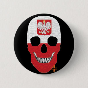 HANDSKULL Pologne Badge rond noir B2