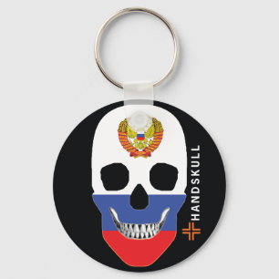 HANDSKULL Russia,Happy skull,Russia flag Keychain