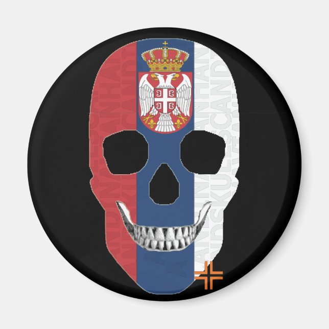 HANDSKULL Serbia round magnet   B2 (Front)