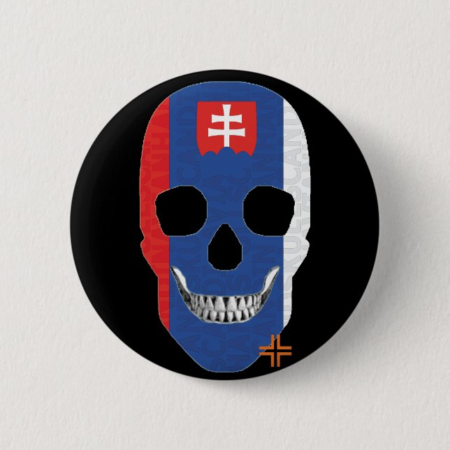 HANDSKULL Slovakia Round Badge  black B2 2 Inch Round Button (Front)