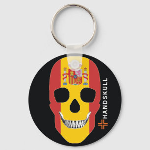 HANDSKULL Spain,Happy skull,Spain flag Keychain