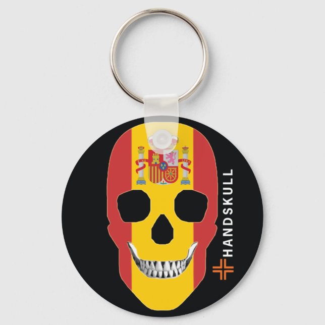 HANDSKULL Spain,Happy skull,Spain flag Keychain (Front)