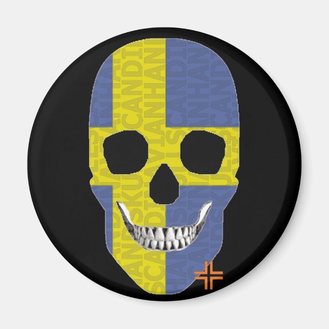 HANDSKULL Sweden round magnet   B2 (Front)