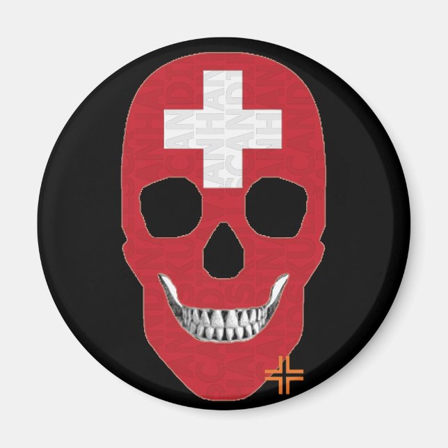 HANDSKULL Switzerland round magnet   B2 (Front)