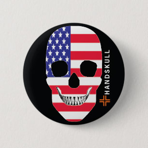 HANDSKULL United States,Happy skull,USA flag 2 Inch Round Button
