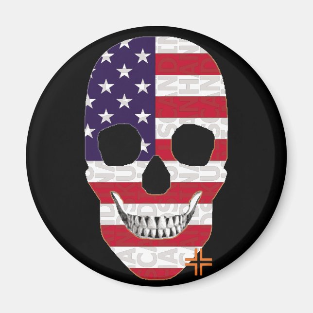 HANDSKULL USA round magnet   B2 (Front)