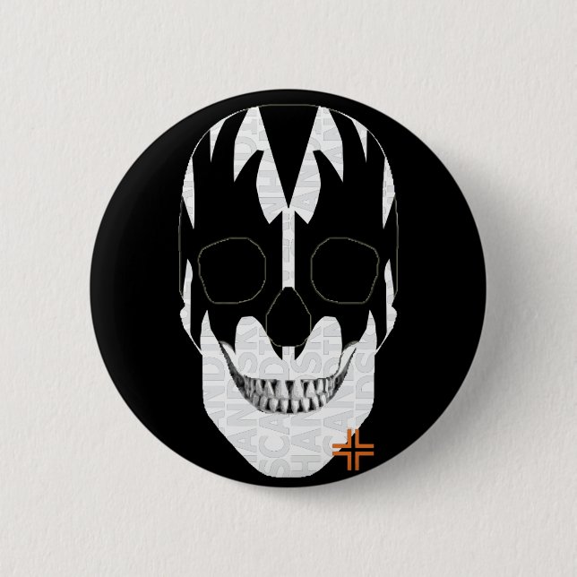 HANDSKULL Vampire Round Badge  black B2 2 Inch Round Button (Front)
