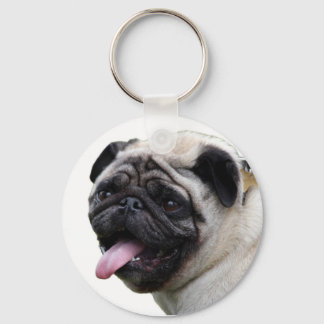 Handsom white Pug photo accessories, add names Keychain