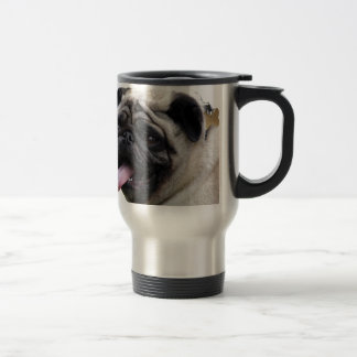 Handsom white Pug photo accessories, add names Travel Mug