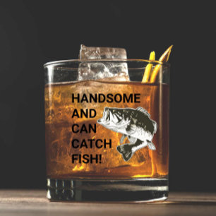 Handsome and Can Catch Fish Largemouth Bass Whiskey Glass