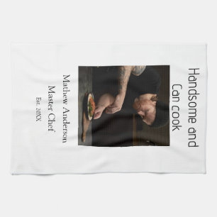 Handsome and can cook add name master chef date kitchen towel