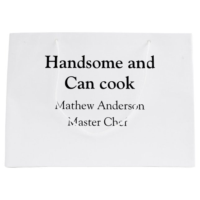 Handsome and can cook add name master chef date large gift bag (Front)