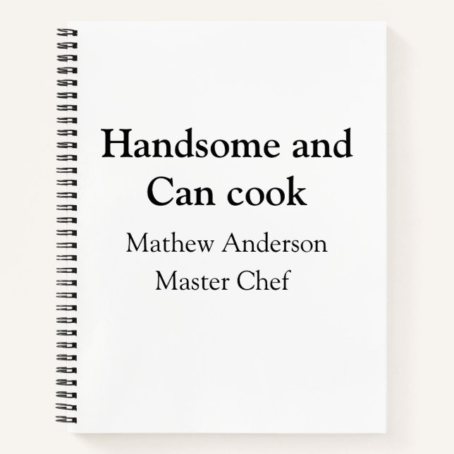 Handsome and can cook add name master chef date notebook (Front)