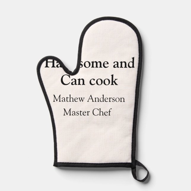 Handsome and can cook add name master chef date oven mitt (Front)