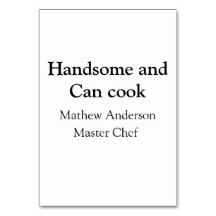 Handsome and can cook add name master chef date table number
