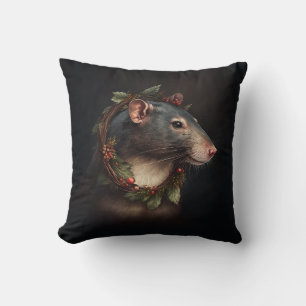 Handsome and Festive Pet Rat Holidays/Christmas Throw Pillow