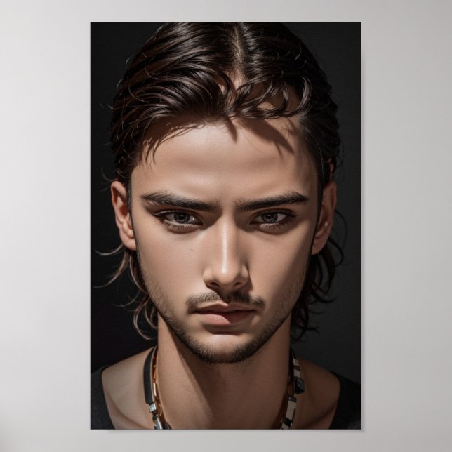 Handsome and serious-looking Asian guy. Poster (Front)