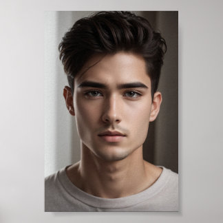 Handsome and serious-looking Asian guy. Poster