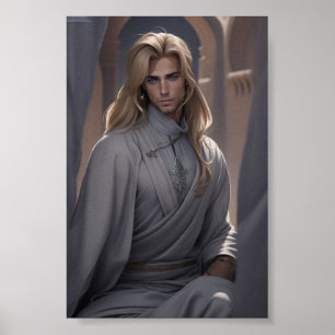 Handsome Arabian man with blonde hair and blue eye Poster