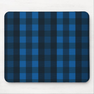 Handsome Black and Blue Plaid Mouse Pad