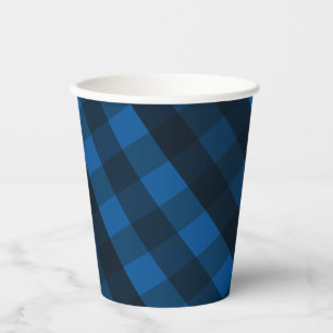 Handsome Black and Blue Plaid Paper Cup