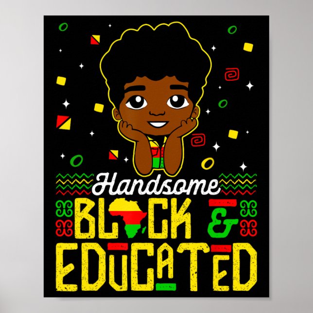 Handsome Black Educated Black History Kids Boys Ju Poster (Front)