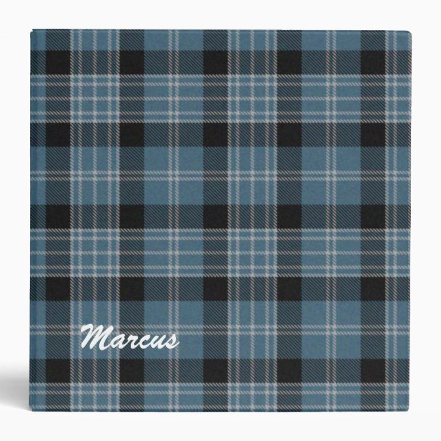 Handsome Blue and Black Clark Plaid Binder (Front)