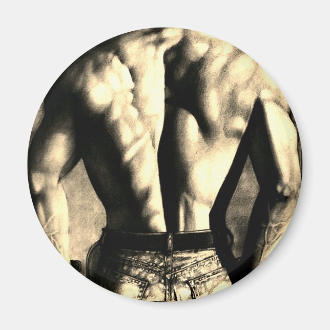 Handsome Body Builder In Tight Jeans #originalart Magnet (Front)