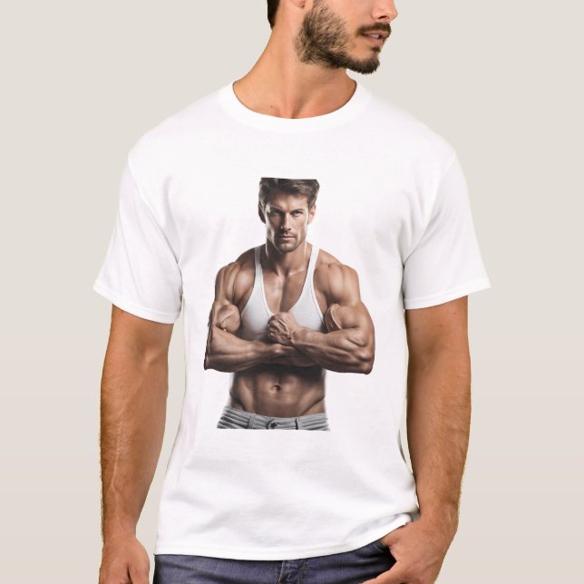 Handsome bodybuilder, power and confidence from ev T-Shirt (Front)