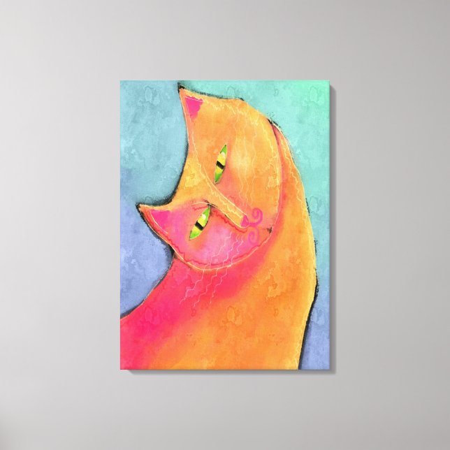 Handsome Boy Abstract Cat Painting Canvas Print (Front)