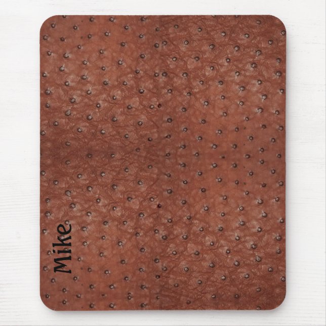 Handsome Brown Ostrich Leather Look Mouse Pad (Front)