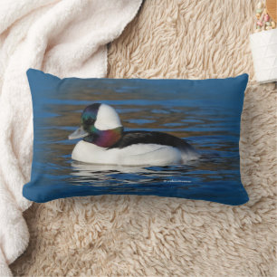 Handsome Bufflehead Duck at the Winter Pond Lumbar Pillow