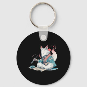 Handsome Calligraphy Kitsune For Japan Style Lover Keychain