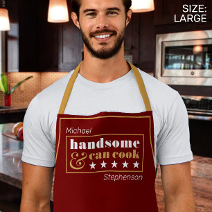 Handsome & Can Cook Mens Dark Red Father's Day Apron