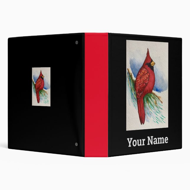 Handsome Cardinal Red Bird Black Water-colour Binder (Background)