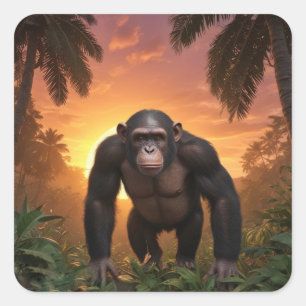 Handsome Chimp Square Sticker