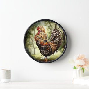 Handsome Colourful Rooster Clock