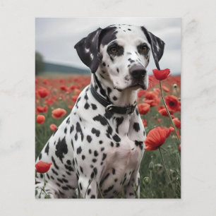 Handsome Dalmation Dog In The Poppy Field,