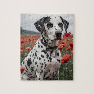  Handsome Dalmation Dog In The Poppy Field, Jigsaw Puzzle