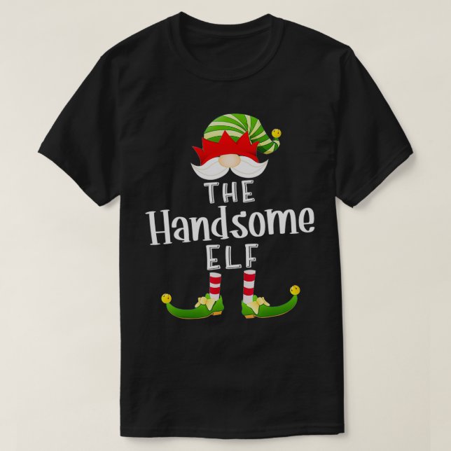 Handsome Elf Group Christmas Funny Pajama Party  T-Shirt (Design Front)