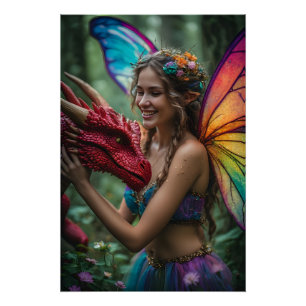 Handsome Fairy Red Dragon Poster