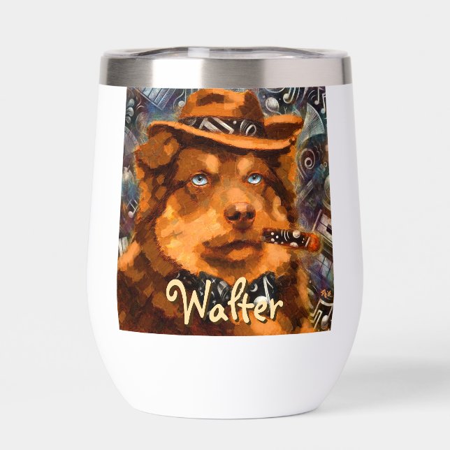 Handsome Gangster Dog w/Blue Eyes Personalized (Back)