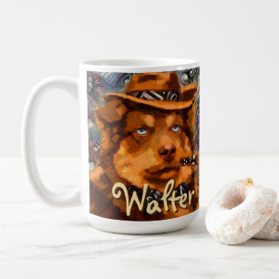 Handsome Gangster Dog w/Blue Eyes Personalized Coffee Mug