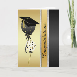 Handsome Gold and Black Balloons Graduation Card
