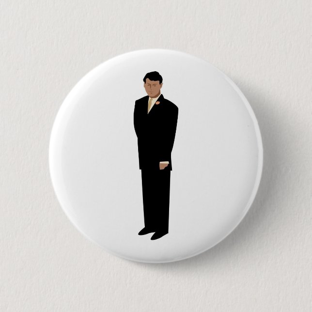Handsome Groom in Tie 2 Inch Round Button (Front)