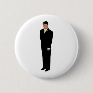 Handsome Groom in Tie 2 Inch Round Button