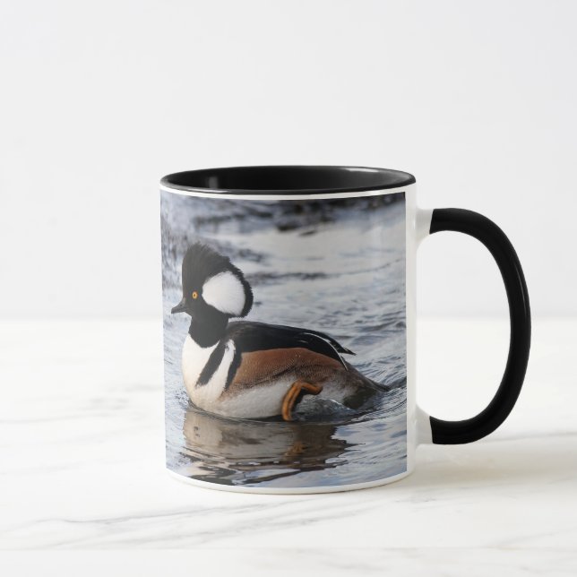 Handsome Hooded Merganser on the Move Mug (Right)