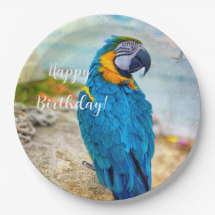 Handsome Macaw Parrot Paper Plate