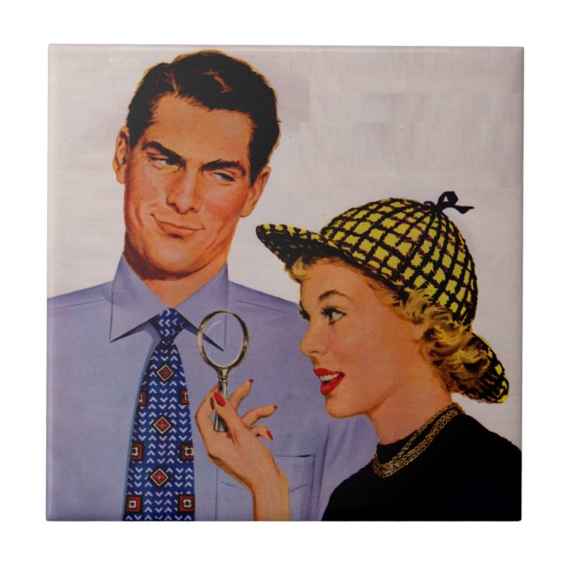 handsome man and wife Mrs. Arlene Sherlock Holmes Tile (Front)