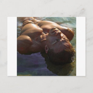 Handsome Man Floats On His Back Postcard